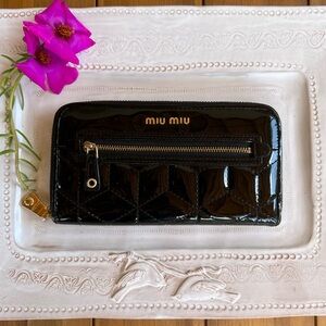 MIU MIU Quilted Patent Leather Zip Around